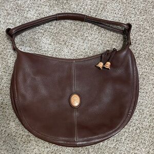 Lladro Chocolate Brown Pebbled Leather Hobo Bag